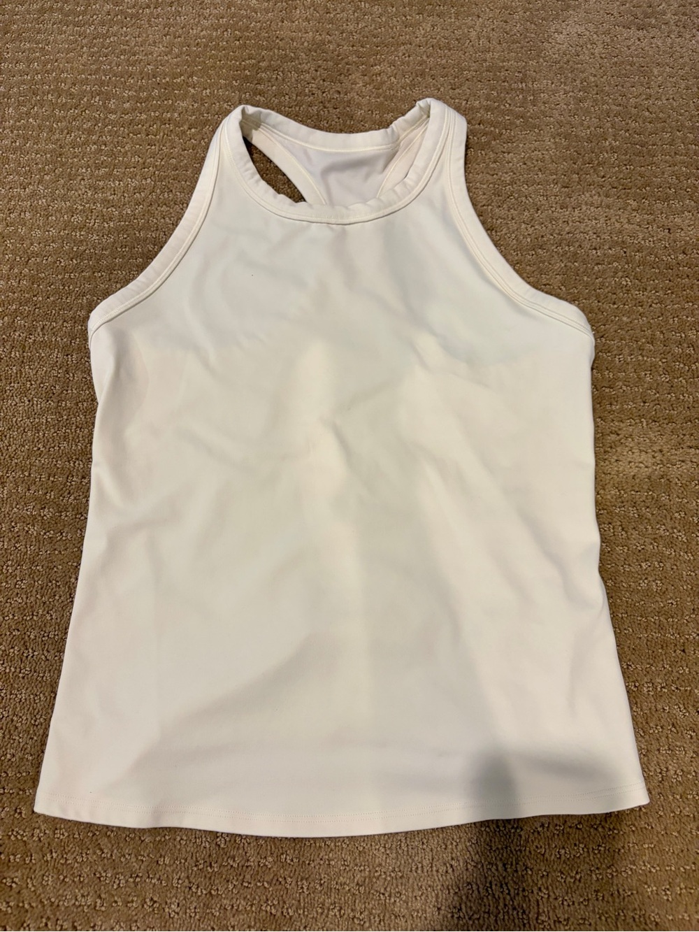 Athleta Cream High-Neck Racerback Performance Tank